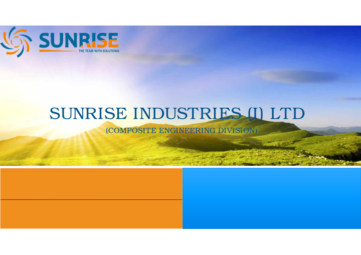 sunrise industries i ltd sunrise industries i ltd