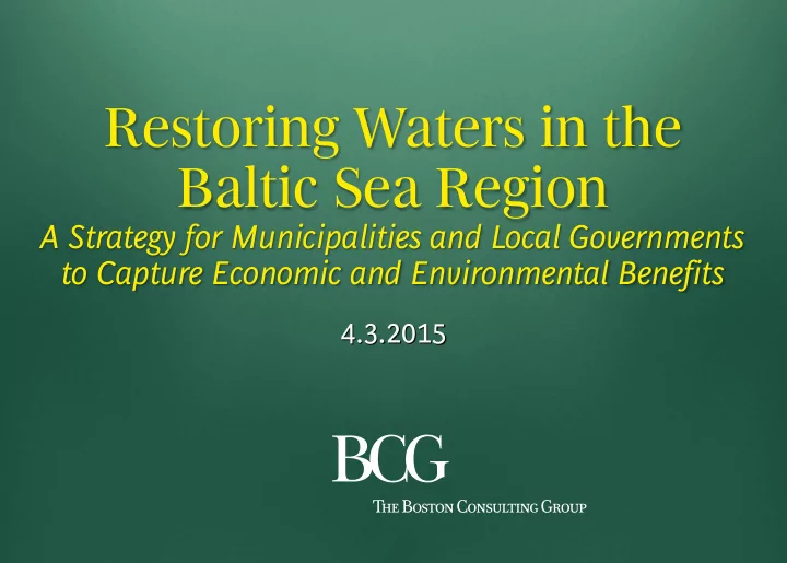 restoring waters in the