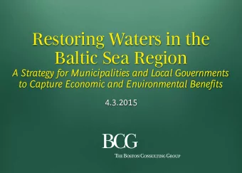 Restoring Waters in the  Baltic Sea Region  A Strategy for Municipalities and Local Governments  to