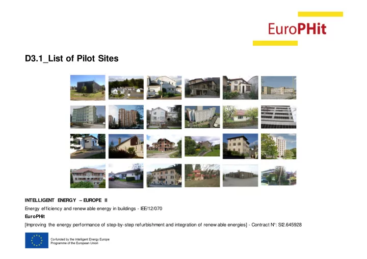 d3 1 list of pilot sites
