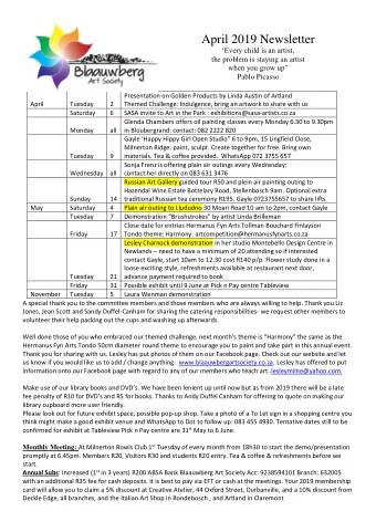 April 2, 2019 Linda Austin of Artland, who attends our meetings and brings art supplies  and