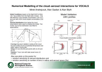 Numerical Modelling of the cloudaerosol interactions for VOCALS  Mirek Andrejczuk, Alan Gadian