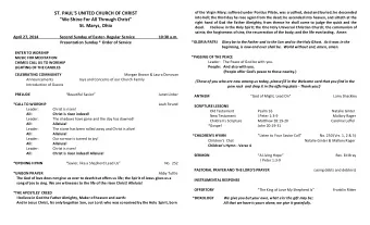 ST. PAUL'S UNITED CHURCH OF CHRIST  of the Virgin Mary; suffered under Pontius Pilate, was