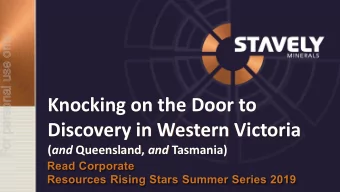 Discovery in Western Victoria ( and Queensland, and Tasmania)  Read Corporate  Resources Rising