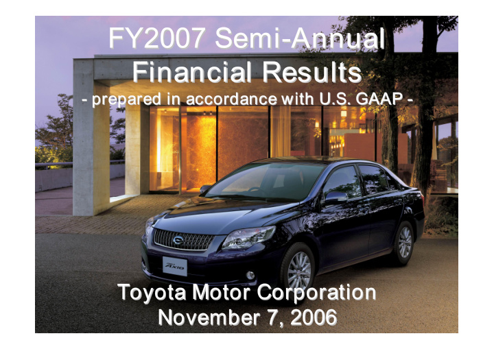 fy2007 semi annual annual fy2007 semi financial results