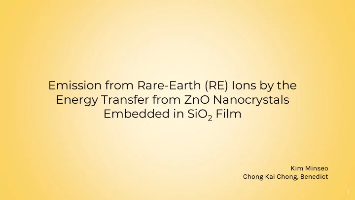emission from rare earth re ions by the energy transfer