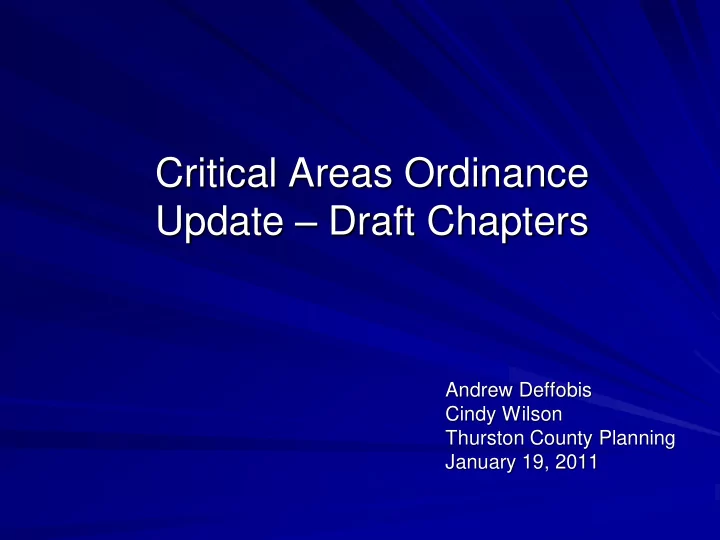 critical areas ordinance update draft chapters