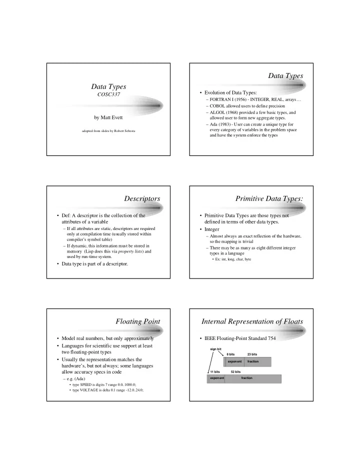 data types data types