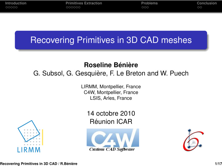recovering primitives in 3d cad meshes