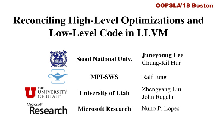 reconciling high level optimizations and