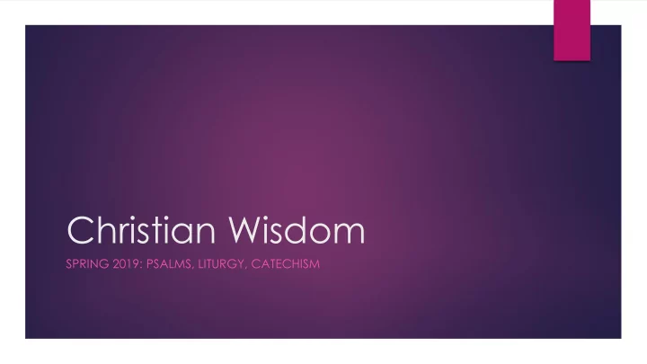 christian wisdom