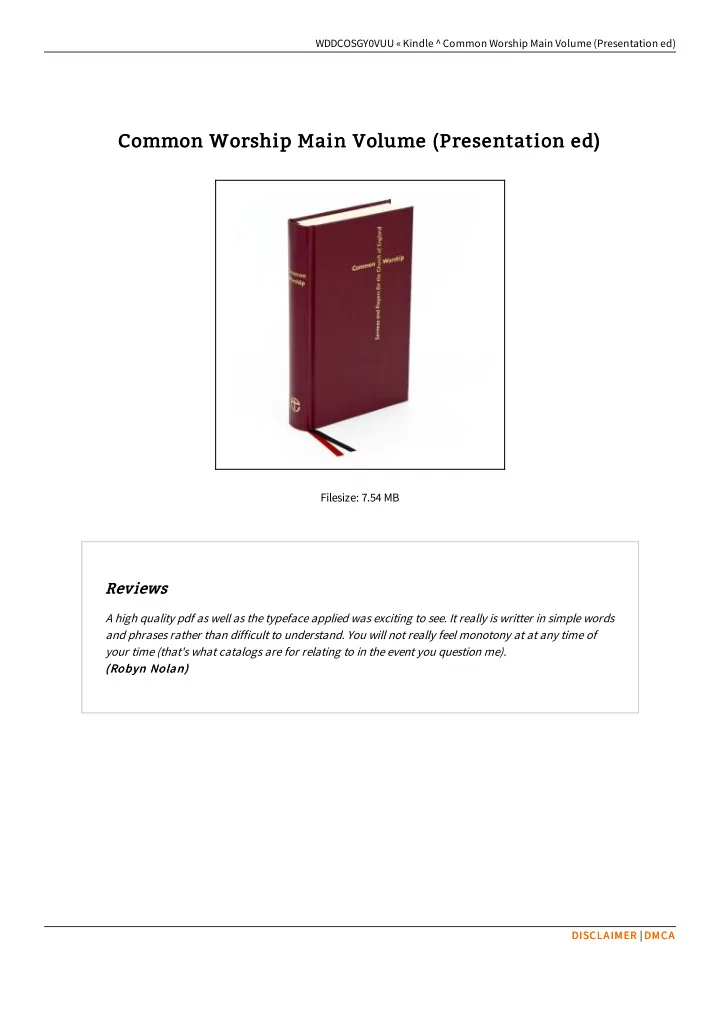 common worship main volume presentation ed common worship