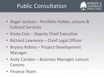 Public Consultation  Roger Jackson - Portfolio Holder, Leisure &amp;  Cultural Services
