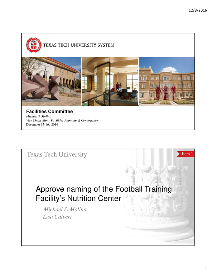 approve naming of the football training facility s