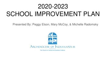 2020-2023  SCHOOL IMPROVEMENT PLAN  Presented By: Peggy Elson, Mary McCoy, &amp; Michelle Radomsky