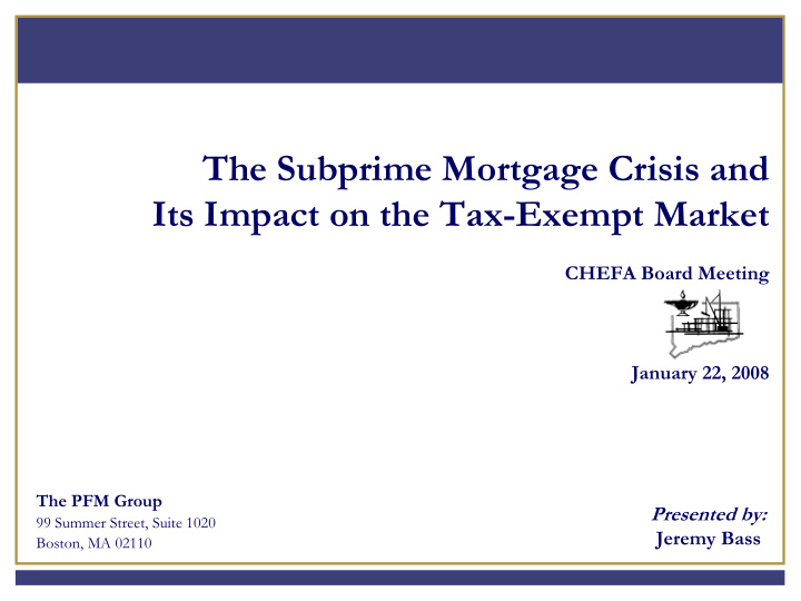 the subprime mortgage crisis and its impact on the tax