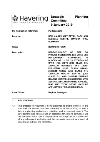 Strategic  Planning  Committee  9 January 2019  Pre-Application Reference:  PE/00977/2018