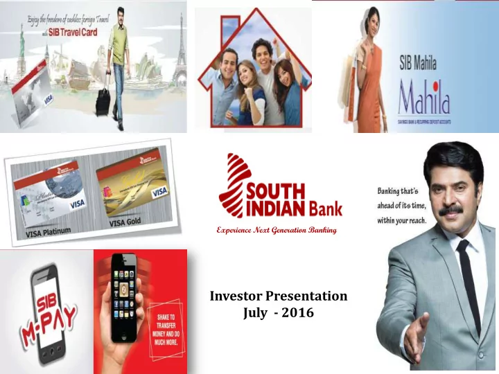 investor presentation july 2016 safe harbor