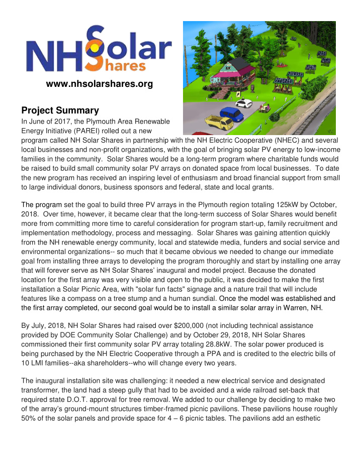 project summary in june of 2017 the plymouth area