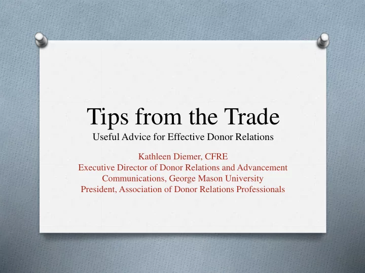 tips from the trade