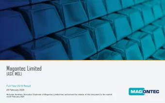 Magontec Limited  (ASX: MGL)  Full Year 2019 Result  28 February 2020  Nicholas Andrews, Executive