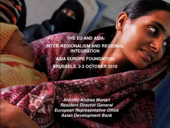 THE EU AND ASIA:  INTER-REGIONALISM AND REGIONAL  INTEGRATION  ASIA EUROPE FOUNDATION