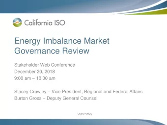 Governance Review  Stakeholder Web Conference  December 20, 2018 9:00 am  10:00 am Stacey