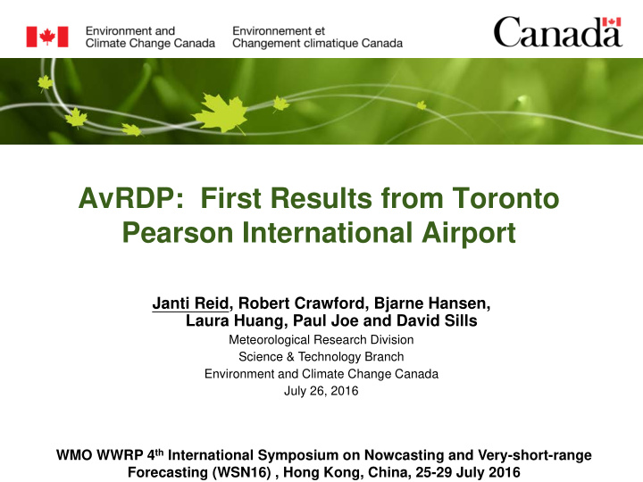 avrdp first results from toronto pearson international
