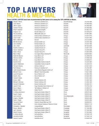 TOP LAWYERS  HEALTH &amp; MED-MAL  These LEADING LAWYERS have been recommended by their peers to be