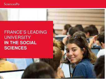 FRANCES LEADING  UNIVERSITY  IN THE SOCIAL  SCIENCES  FRANCES LEADING UNIVERSITY IN THE