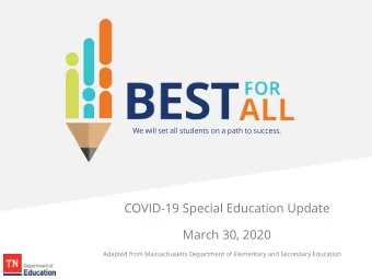 COVID-19 Special Education Update  March 30, 2020  Adapted from Massachusetts Department of