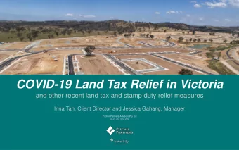 COVID-19 Land Tax Relief in Victoria  and other recent land tax and stamp duty relief measures