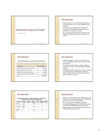 Residential Property Tax Relief  assessment, and equalization of the value of all real  property