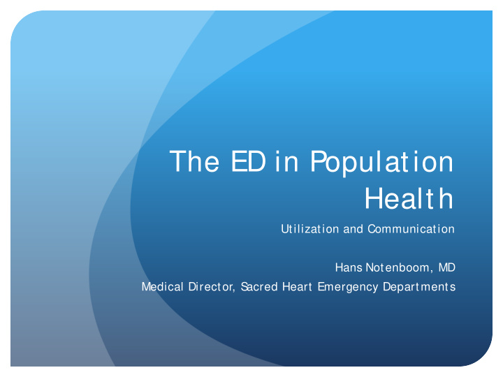 the ed in population health