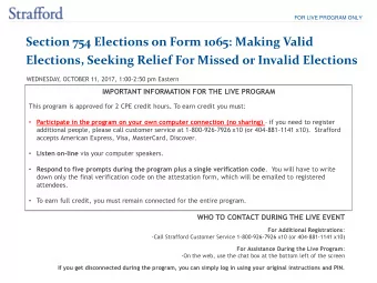 Section 754 Elections on Form 1065: Making Valid  Elections, Seeking Relief For Missed or Invalid