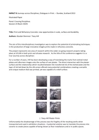 IMPACT 8 Journeys across Disciplines, Dialogues in Print.  Dundee, Scotland 2013  Illustrated