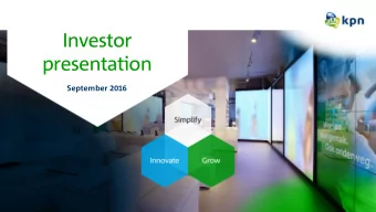 Investor  presentation  September 2016  Contents  1  Strategy  2  Performance  3  Appendix