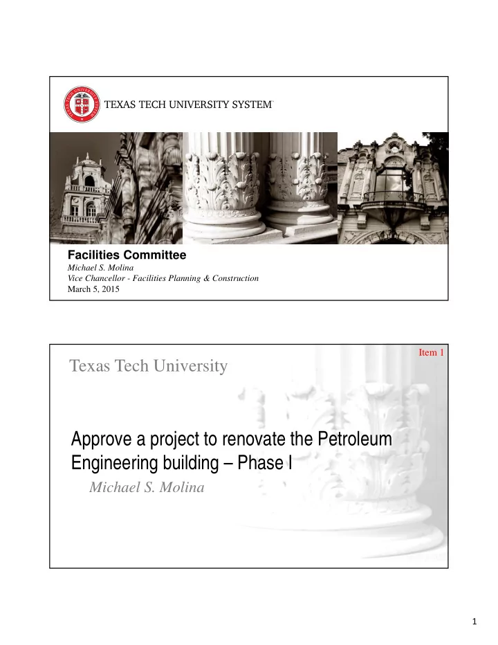 approve a project to renovate the petroleum engineering