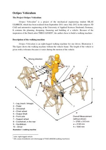 Octipes Vehiculum  The Project Octipes Vehiculum Octipes Vehiculum 1 is a project of the mechanical