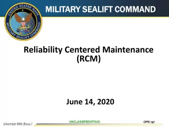 Reliability Centered Maintenance  (RCM) June 14 , 20 20  N7  MSC  MSC RCM Pr  M Process