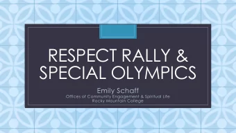 SPECIAL OLYMPICS  C  Emily Schaff  Offices of Community Engagement &amp; Spiritual Life  Rocky