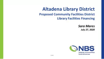 Altadena Library District  Proposed Community Facilities District  Library Facilities Financing