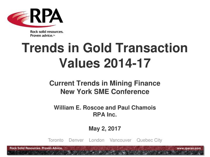 trends in gold transaction