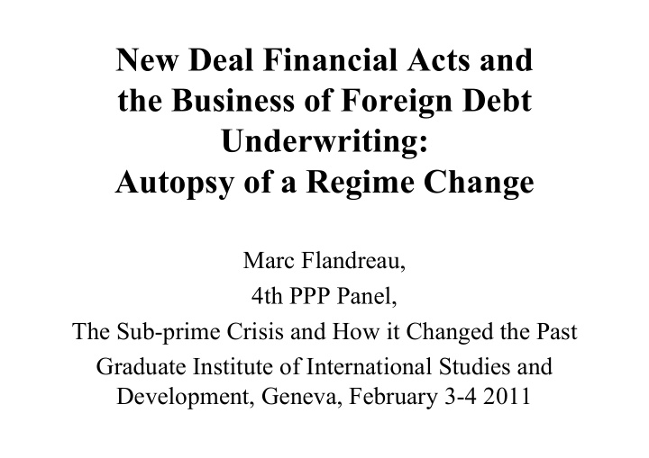 new deal financial acts and the business of foreign debt