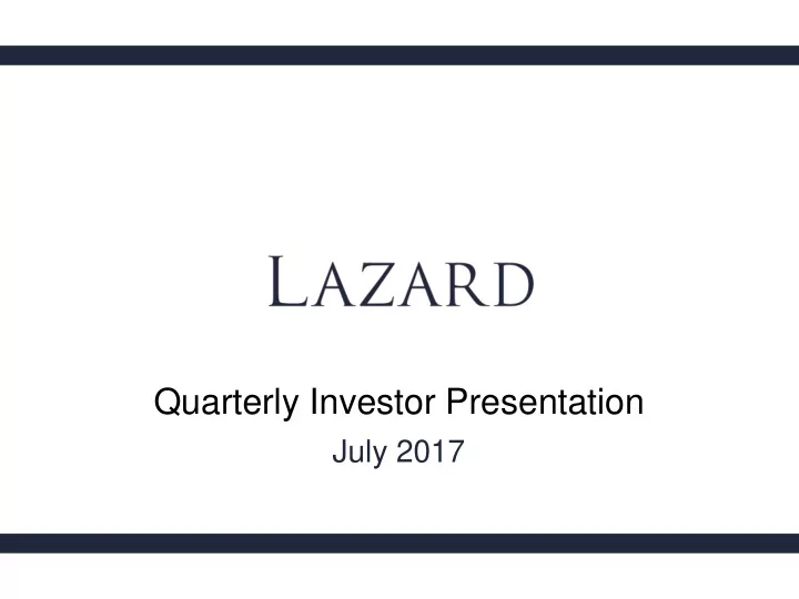 quarterly investor presentation