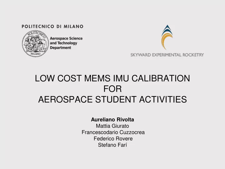 low cost mems imu calibration