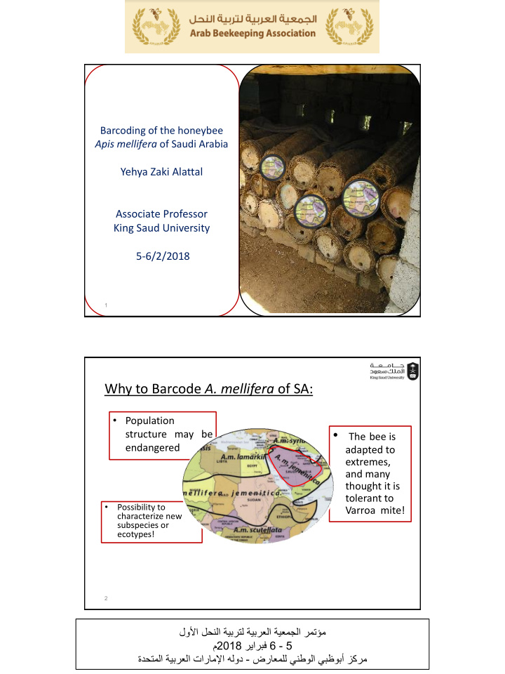 why to barcode a mellifera of sa