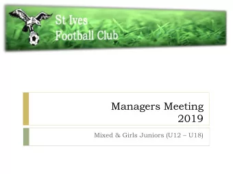 2019 Mixed &amp; Girls Juniors (U12  U18)  THANK YOU !!!!  For  VOLUNTEERING  Agenda