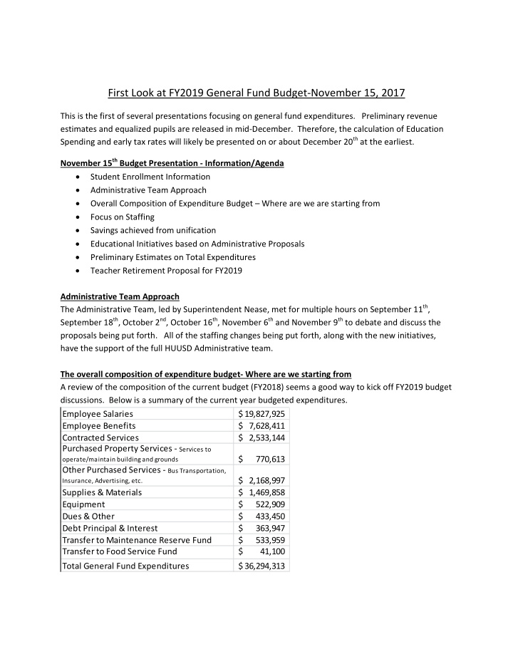 first look at fy2019 general fund budget november 15 2017