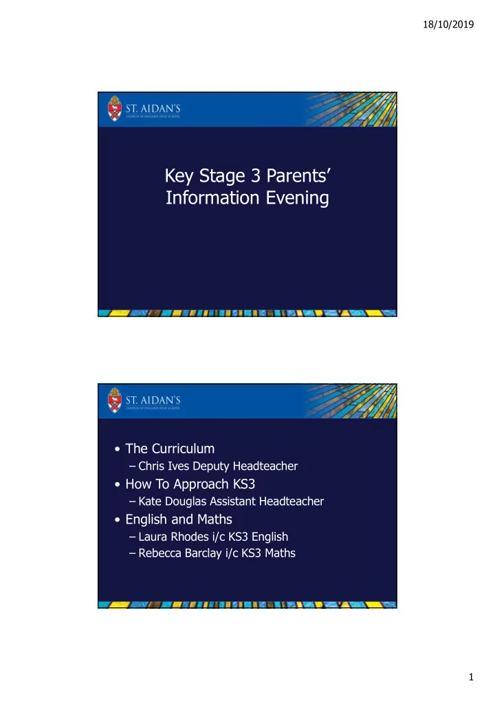 key stage 3 parents information evening